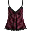 imageSOLY HUX Womens Y2K Lace Cami V Neck Sleeveless Striped Shirt Spaghetti Strap Camisole Gothic TopsRed Striped