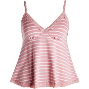 imageSOLY HUX Womens Y2K Lace Cami V Neck Sleeveless Striped Shirt Spaghetti Strap Camisole Gothic TopsPink White Striped
