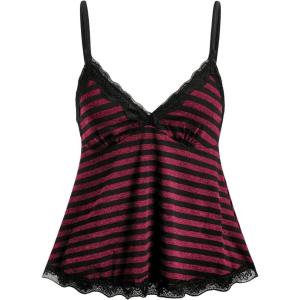 imageSOLY HUX Womens Y2K Lace Cami V Neck Sleeveless Striped Shirt Spaghetti Strap Camisole Gothic TopsRed Striped