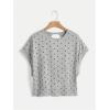 imageSOLY HUX 2024 Open Back Tops for Women Criss Cross Cut Out Tee Backless Casual Short Sleeve Round Neck T ShirtGrey Polka Dots