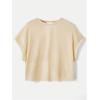 imageSOLY HUX 2024 Open Back Tops for Women Criss Cross Cut Out Tee Backless Casual Short Sleeve Round Neck T ShirtPlain Apricot