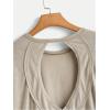 imageSOLY HUX 2024 Open Back Tops for Women Criss Cross Cut Out Tee Backless Casual Short Sleeve Round Neck T ShirtPlain Brown
