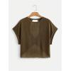 imageSOLY HUX 2024 Open Back Tops for Women Criss Cross Cut Out Tee Backless Casual Short Sleeve Round Neck T ShirtPlain Coffee Brown