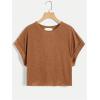 imageSOLY HUX 2024 Open Back Tops for Women Criss Cross Cut Out Tee Backless Casual Short Sleeve Round Neck T ShirtPlain Dark Brown