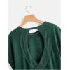 imageSOLY HUX 2024 Open Back Tops for Women Criss Cross Cut Out Tee Backless Casual Short Sleeve Round Neck T ShirtPlain Dark Green