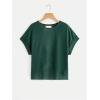 imageSOLY HUX 2024 Open Back Tops for Women Criss Cross Cut Out Tee Backless Casual Short Sleeve Round Neck T ShirtPlain Dark Green