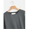 imageSOLY HUX 2024 Open Back Tops for Women Criss Cross Cut Out Tee Backless Casual Short Sleeve Round Neck T ShirtPlain Dark Grey