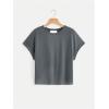 imageSOLY HUX 2024 Open Back Tops for Women Criss Cross Cut Out Tee Backless Casual Short Sleeve Round Neck T ShirtPlain Dark Grey