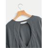 imageSOLY HUX 2024 Open Back Tops for Women Criss Cross Cut Out Tee Backless Casual Short Sleeve Round Neck T ShirtPlain Dark Grey