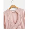 imageSOLY HUX 2024 Open Back Tops for Women Criss Cross Cut Out Tee Backless Casual Short Sleeve Round Neck T ShirtPlain Dusty Pink