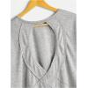 imageSOLY HUX 2024 Open Back Tops for Women Criss Cross Cut Out Tee Backless Casual Short Sleeve Round Neck T ShirtPlain Grey