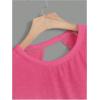 imageSOLY HUX 2024 Open Back Tops for Women Criss Cross Cut Out Tee Backless Casual Short Sleeve Round Neck T ShirtPlain Hotpink