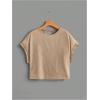 imageSOLY HUX 2024 Open Back Tops for Women Criss Cross Cut Out Tee Backless Casual Short Sleeve Round Neck T ShirtPlain Khaki