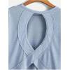 imageSOLY HUX 2024 Open Back Tops for Women Criss Cross Cut Out Tee Backless Casual Short Sleeve Round Neck T ShirtPlain Light Blue