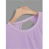 imageSOLY HUX 2024 Open Back Tops for Women Criss Cross Cut Out Tee Backless Casual Short Sleeve Round Neck T ShirtPlain Lilac Purple