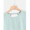 imageSOLY HUX 2024 Open Back Tops for Women Criss Cross Cut Out Tee Backless Casual Short Sleeve Round Neck T ShirtPlain Mint Green