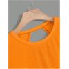 imageSOLY HUX 2024 Open Back Tops for Women Criss Cross Cut Out Tee Backless Casual Short Sleeve Round Neck T ShirtPlain Orange