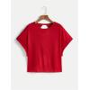imageSOLY HUX 2024 Open Back Tops for Women Criss Cross Cut Out Tee Backless Casual Short Sleeve Round Neck T ShirtPlain Red