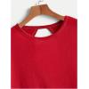 imageSOLY HUX 2024 Open Back Tops for Women Criss Cross Cut Out Tee Backless Casual Short Sleeve Round Neck T ShirtPlain Red