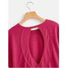 imageSOLY HUX 2024 Open Back Tops for Women Criss Cross Cut Out Tee Backless Casual Short Sleeve Round Neck T ShirtPlain Red Violet