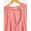 imageSOLY HUX 2024 Open Back Tops for Women Criss Cross Cut Out Tee Backless Casual Short Sleeve Round Neck T ShirtPlain Redwood