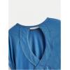 imageSOLY HUX 2024 Open Back Tops for Women Criss Cross Cut Out Tee Backless Casual Short Sleeve Round Neck T ShirtPlain Teal Blue