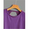 imageSOLY HUX 2024 Open Back Tops for Women Criss Cross Cut Out Tee Backless Casual Short Sleeve Round Neck T ShirtPlain Violet Purple