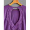imageSOLY HUX 2024 Open Back Tops for Women Criss Cross Cut Out Tee Backless Casual Short Sleeve Round Neck T ShirtPlain Violet Purple