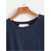 imageSOLY HUX 2024 Open Back Tops for Women Criss Cross Cut Out Tee Backless Casual Short Sleeve Round Neck T ShirtPure Dark Blue