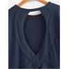 imageSOLY HUX 2024 Open Back Tops for Women Criss Cross Cut Out Tee Backless Casual Short Sleeve Round Neck T ShirtPure Dark Blue