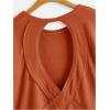 imageSOLY HUX 2024 Open Back Tops for Women Criss Cross Cut Out Tee Backless Casual Short Sleeve Round Neck T ShirtPure Rust Brown