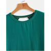 imageSOLY HUX 2024 Open Back Tops for Women Criss Cross Cut Out Tee Backless Casual Short Sleeve Round Neck T ShirtPure Teal Blue