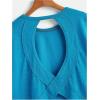 imageSOLY HUX 2024 Open Back Tops for Women Criss Cross Cut Out Tee Backless Casual Short Sleeve Round Neck T ShirtSolid Blue