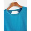 imageSOLY HUX 2024 Open Back Tops for Women Criss Cross Cut Out Tee Backless Casual Short Sleeve Round Neck T ShirtSolid Blue