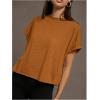imageSOLY HUX 2024 Open Back Tops for Women Criss Cross Cut Out Tee Backless Casual Short Sleeve Round Neck T ShirtSolid Brown
