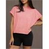 imageSOLY HUX 2024 Open Back Tops for Women Criss Cross Cut Out Tee Backless Casual Short Sleeve Round Neck T ShirtSolid Pink