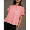 imageSOLY HUX 2024 Open Back Tops for Women Criss Cross Cut Out Tee Backless Casual Short Sleeve Round Neck T ShirtSolid Pink