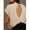 imageSOLY HUX 2024 Open Back Tops for Women Criss Cross Cut Out Tee Backless Casual Short Sleeve Round Neck T ShirtSolid Yellow