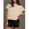 imageSOLY HUX 2024 Open Back Tops for Women Criss Cross Cut Out Tee Backless Casual Short Sleeve Round Neck T ShirtSolid Yellow
