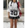 imageSOLY HUX Jersey Shirts for Women Y2k Oversized Graphic Tees V Neck Half Sleeve Cute Soccer Streetwear TopsBlack and White Letter