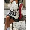 imageSOLY HUX Jersey Shirts for Women Y2k Oversized Graphic Tees V Neck Half Sleeve Cute Soccer Streetwear TopsBlack and White Letter
