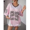 imageSOLY HUX Jersey Shirts for Women Y2k Oversized Graphic Tees V Neck Half Sleeve Cute Soccer Streetwear TopsGraphic Pink