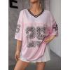 imageSOLY HUX Jersey Shirts for Women Y2k Oversized Graphic Tees V Neck Half Sleeve Cute Soccer Streetwear TopsGraphic Pink