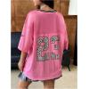 imageSOLY HUX Jersey Shirts for Women Y2k Oversized Graphic Tees V Neck Half Sleeve Cute Soccer Streetwear TopsHotpink Letter