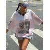 imageSOLY HUX Jersey Shirts for Women Y2k Oversized Graphic Tees V Neck Half Sleeve Cute Soccer Streetwear TopsPink Letter