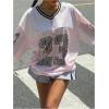 imageSOLY HUX Jersey Shirts for Women Y2k Oversized Graphic Tees V Neck Half Sleeve Cute Soccer Streetwear TopsPink Letter