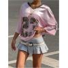 imageSOLY HUX Jersey Shirts for Women Y2k Oversized Graphic Tees V Neck Half Sleeve Cute Soccer Streetwear TopsPink Number
