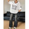imageSOLY HUX Jersey Shirts for Women Y2k Oversized Graphic Tees V Neck Half Sleeve Cute Soccer Streetwear TopsWhite Letter