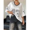 imageSOLY HUX Jersey Shirts for Women Y2k Oversized Graphic Tees V Neck Half Sleeve Cute Soccer Streetwear TopsWhite Letter