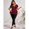 imageSOLY HUX Plus Size Women Sexy Half Zip Up Low Cut Short Sleeve Ruffle Babydoll Peplum TopsPure Red